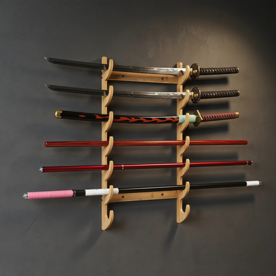 Rak Penyimpanan Pedang Kayu 1- - Cosplay Prop Display ulasan dan harga